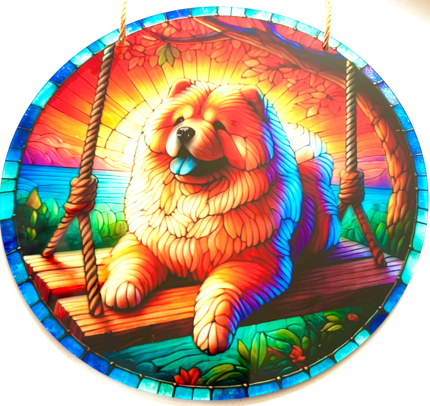 Dog -suncatcher. Chow chow beige