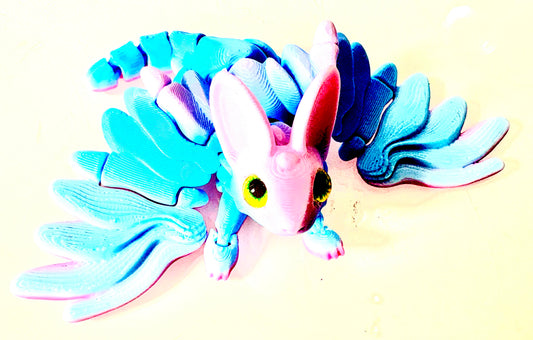 3D Printed Dragon - small flying dragon blue/pink