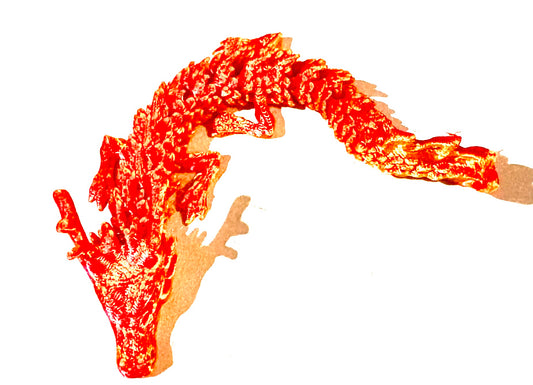3D printed small Dragon - orange/ gold coloured