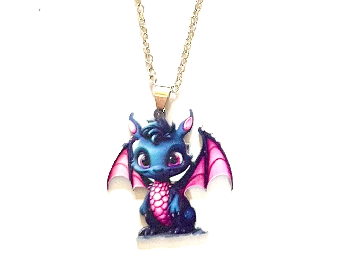 Baby dragon kids necklace ( purple/ pink)