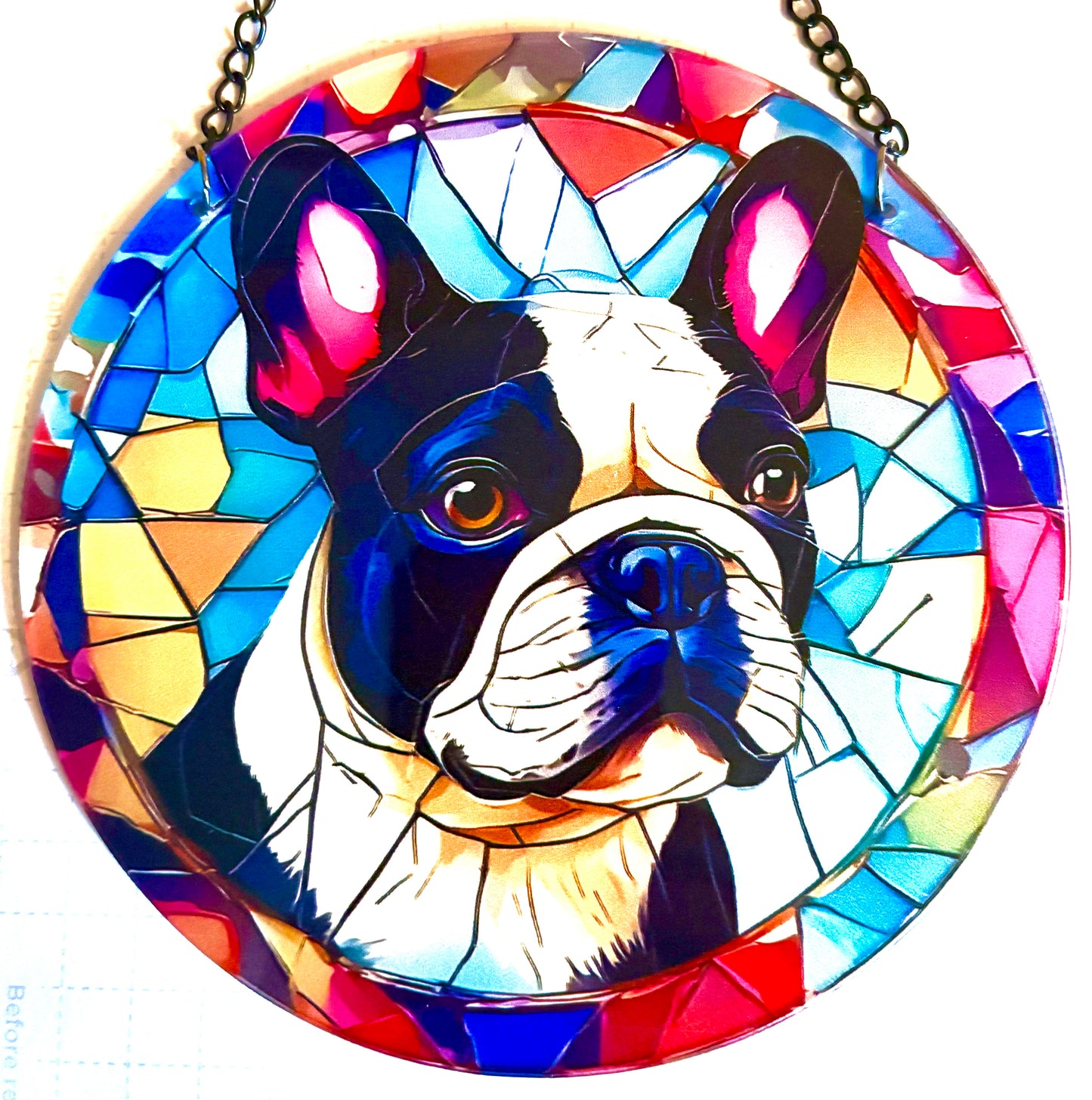 Dog Suncatcher - French Bulldog/ Boston terrier B/W colour