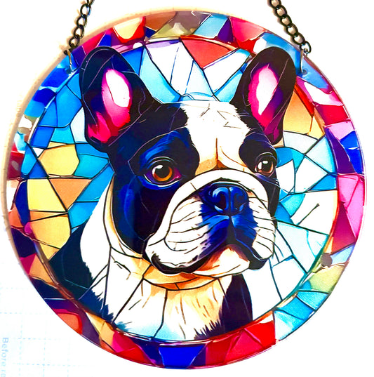 Dog Suncatcher - French Bulldog/ Boston terrier B/W colour