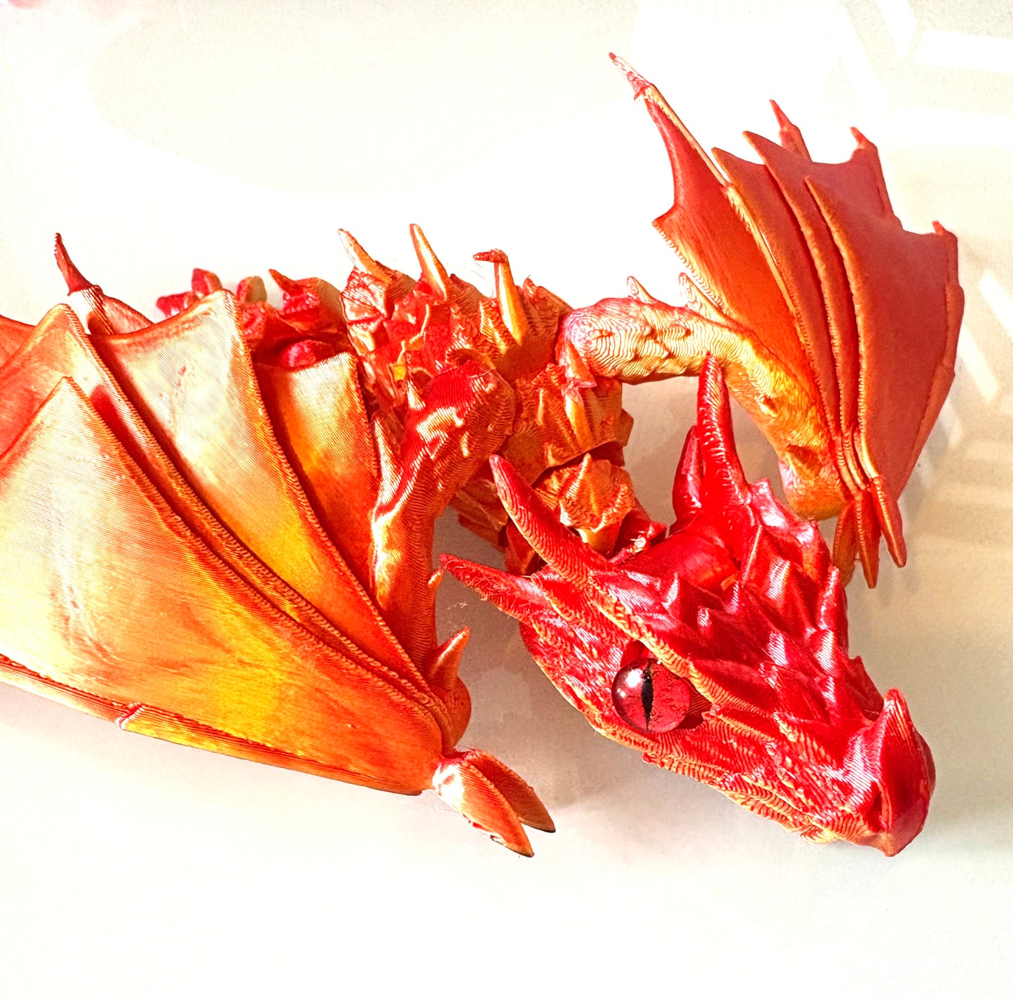 3D printed Flying Bull  Dragon - orange/ red