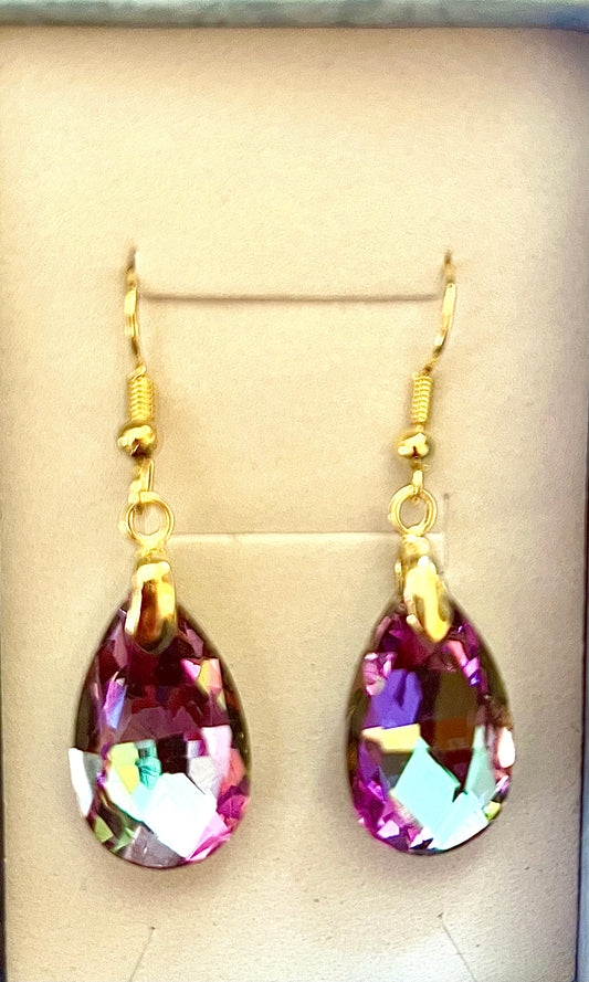 Earrings - purple prism droplet style