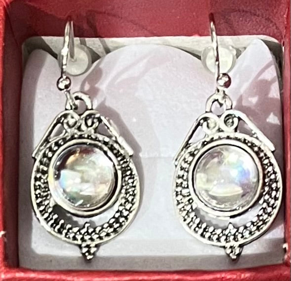 Earrings - clear quartz droplet style
