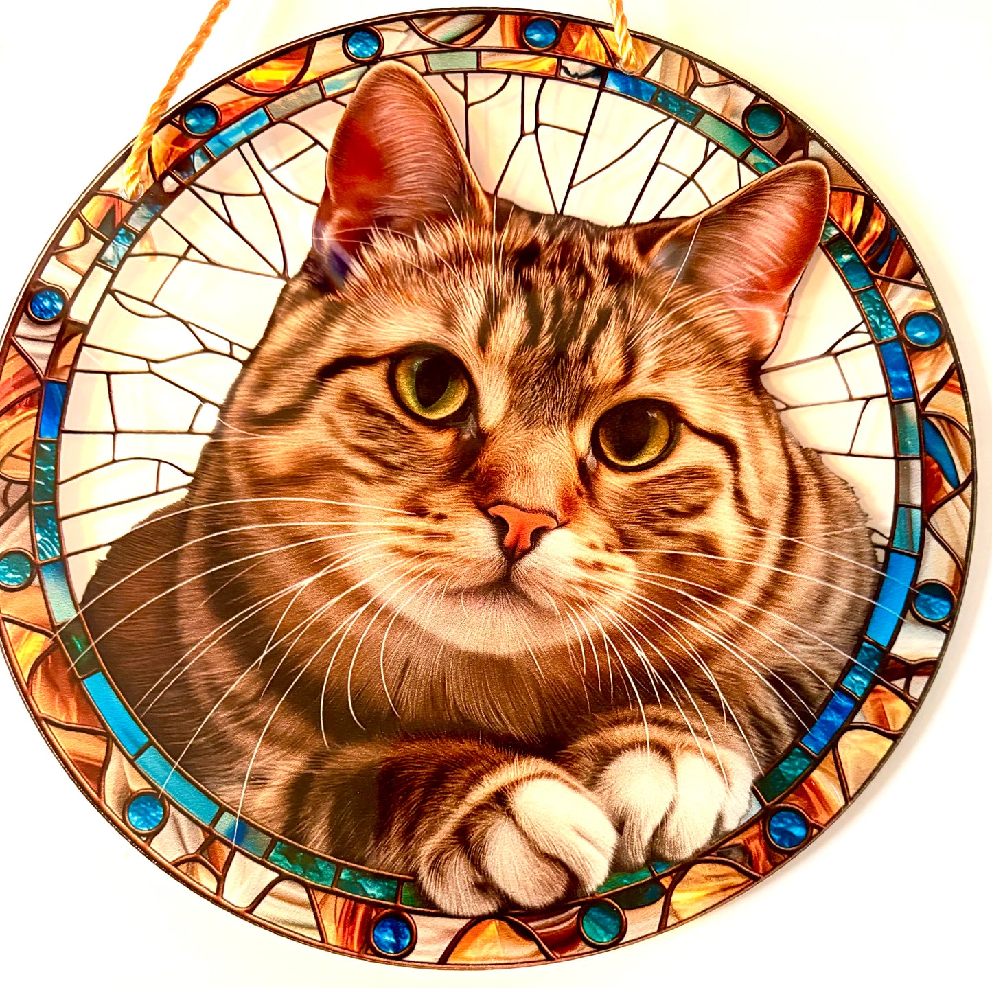 Cat Suncatcher - beige/ brown/ white.