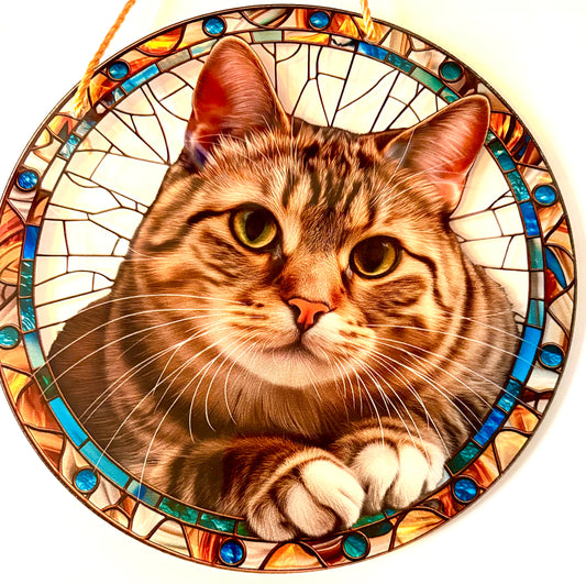 Cat Suncatcher - beige/ brown/ white.