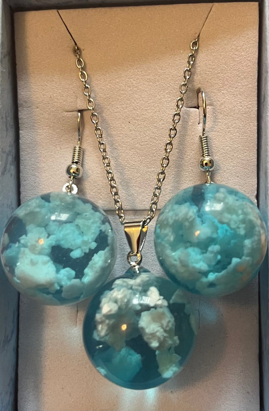 2pc jewellery set - sky & clouds