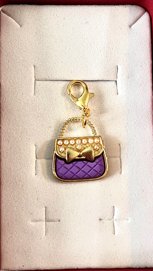 Dog collar charm - Purple handbag