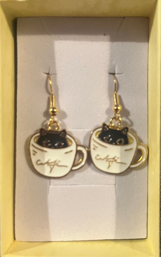 Cat/ t-cup jewellery earrings