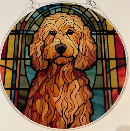 Dog Suncatcher - Labradoodle (golden)