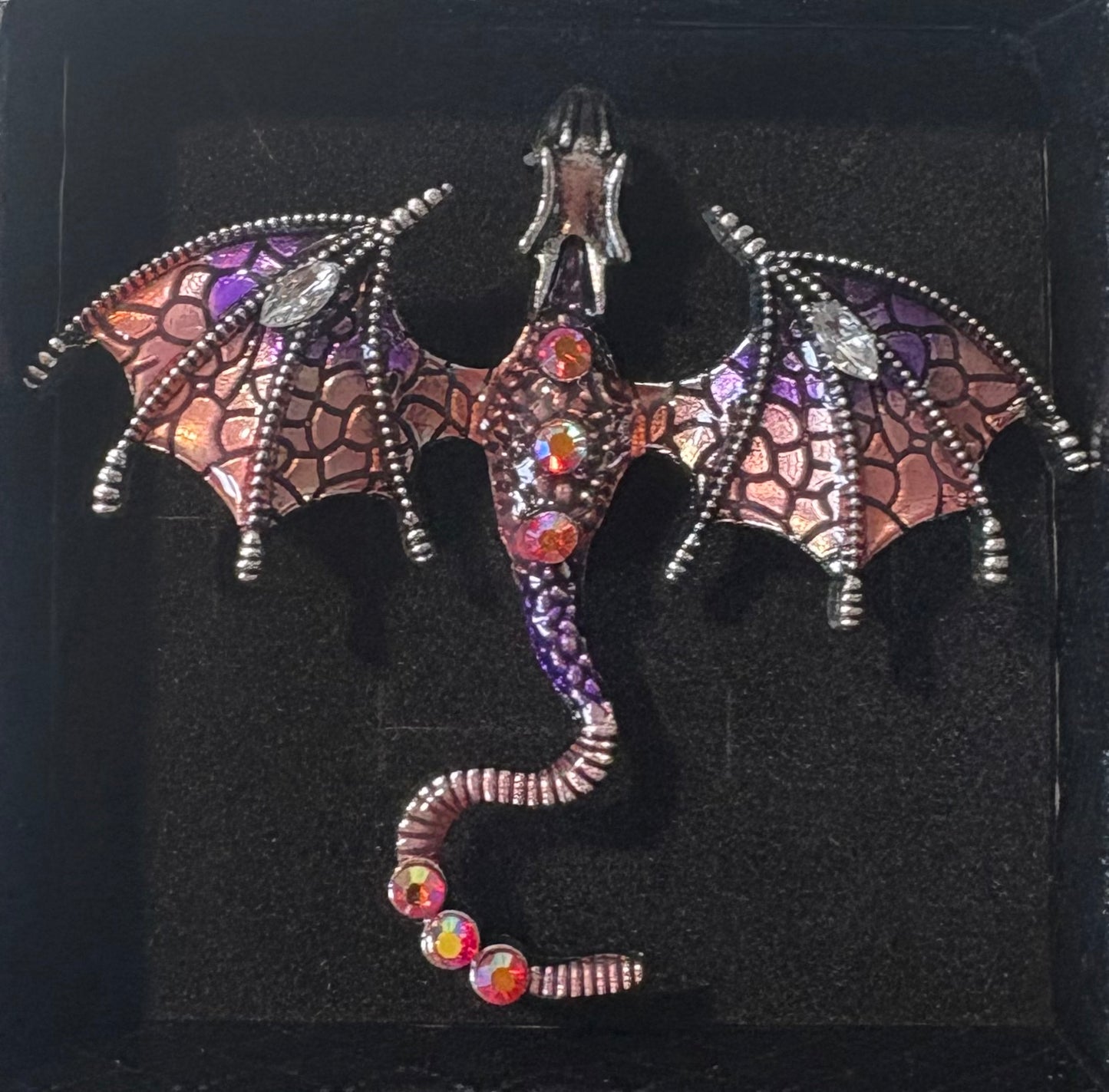 Dragon Brooch - peach/ purple
