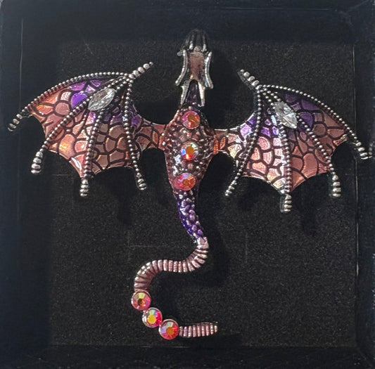 Dragon Brooch - peach/ purple