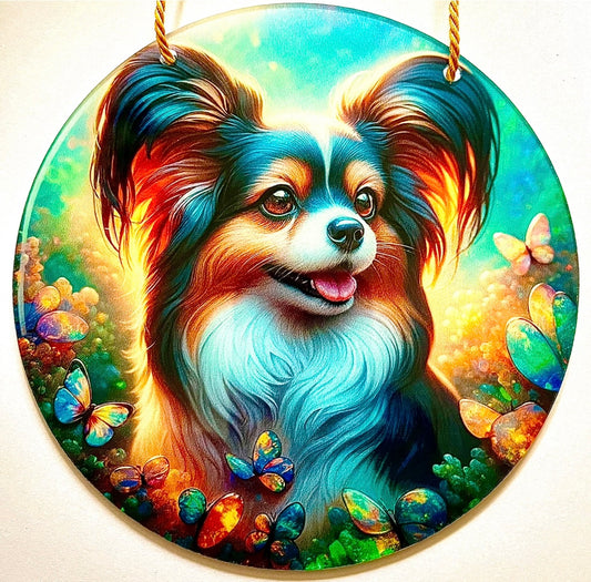 Dog Suncatcher - Papillion ( tri-coloured)