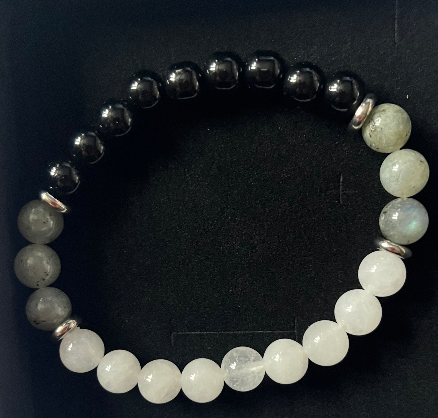 Bracelet - Crystal quartz, Tourmalinated quartz, tourmaline
