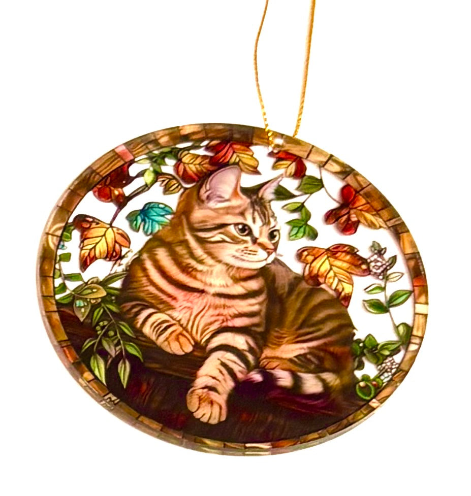 Small cat - suncatcher brown striped