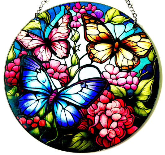 Butterfly suncatcher - blue/ beige/ pink