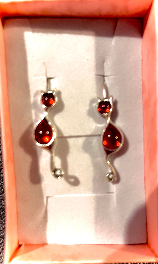 Cat red jewellery earrings