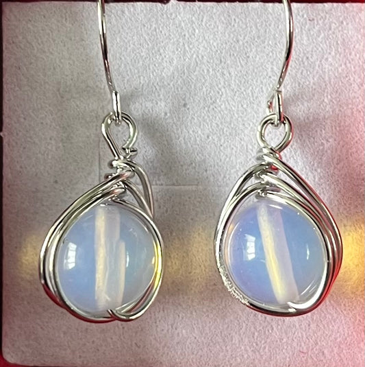 Earrings - droplet & opal style.