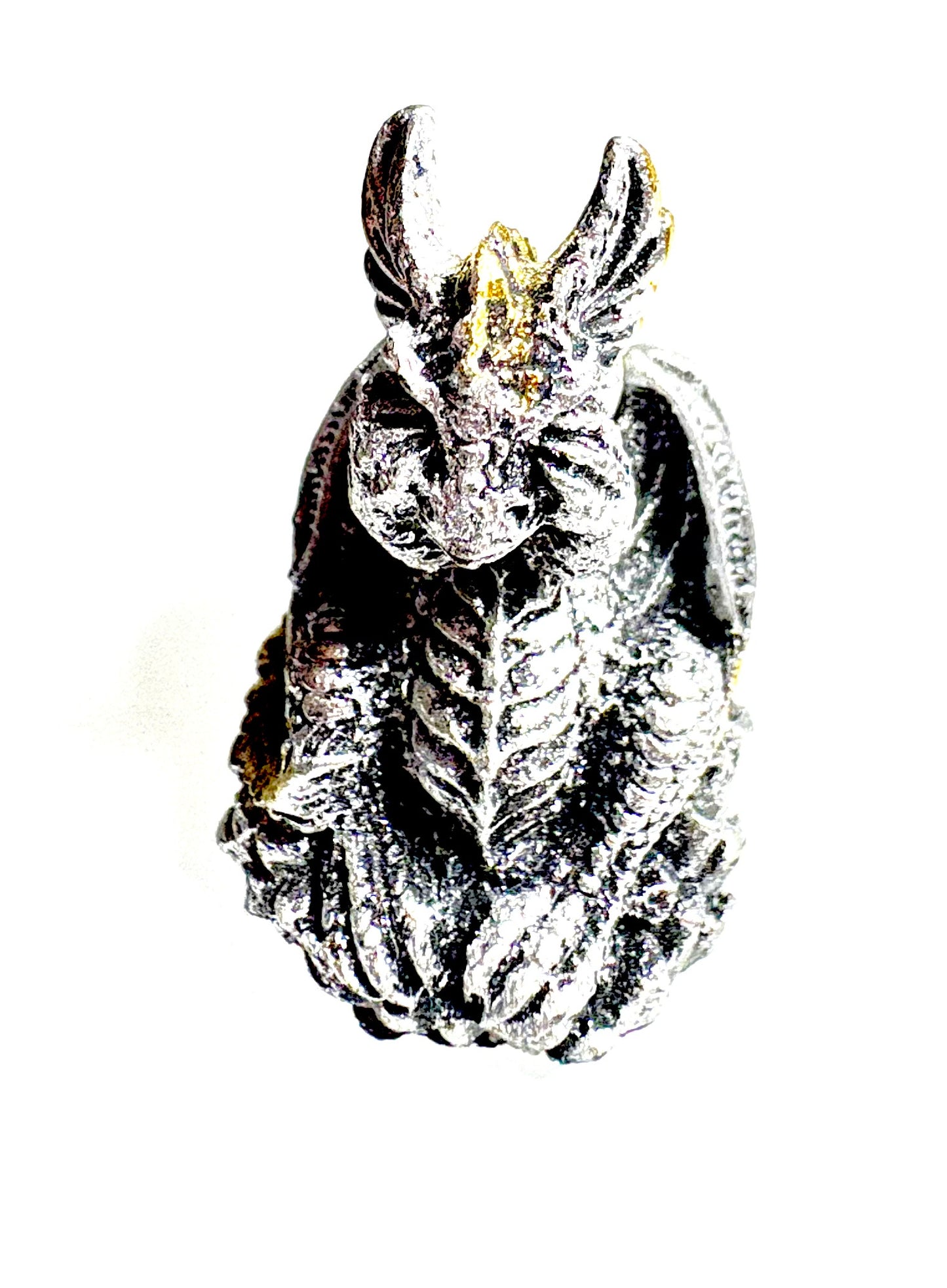 Set of 3 Dragons - Hear no evil/ see no evil/ speak no evil ( silver/ gold coloured)