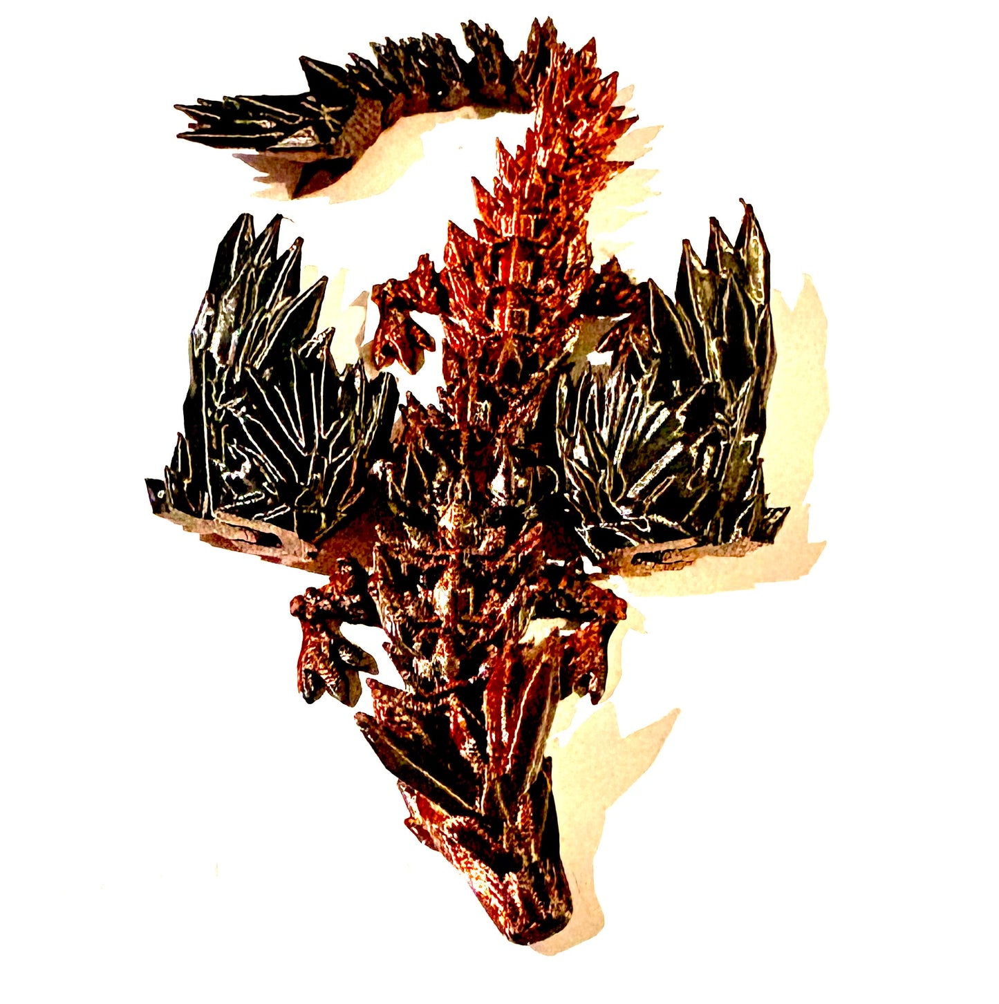 3D printed flying Dragon - copper/ black coloured.