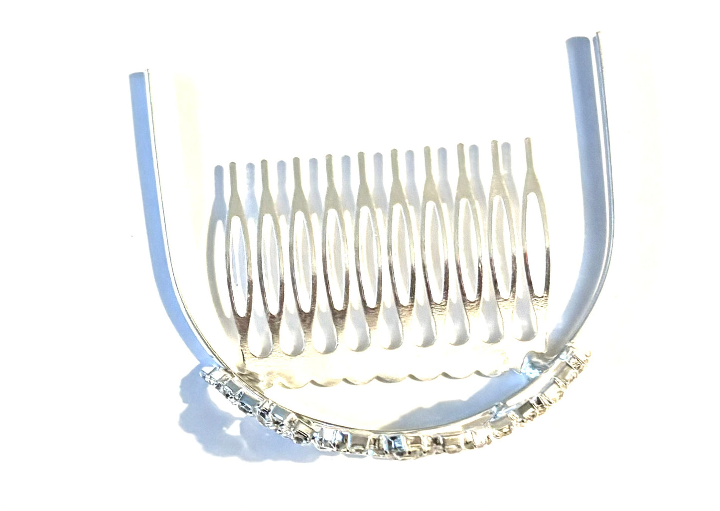 Tiara - white metal/ imitation diamonte rhinestones. Small comb style tiara. Style 45