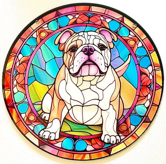Dog suncatcher - Bulldog (tan/white)