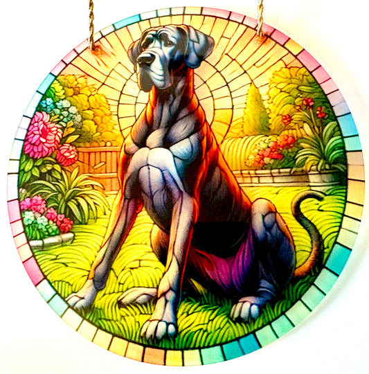 Dog Suncatcher - Great Dane - grey