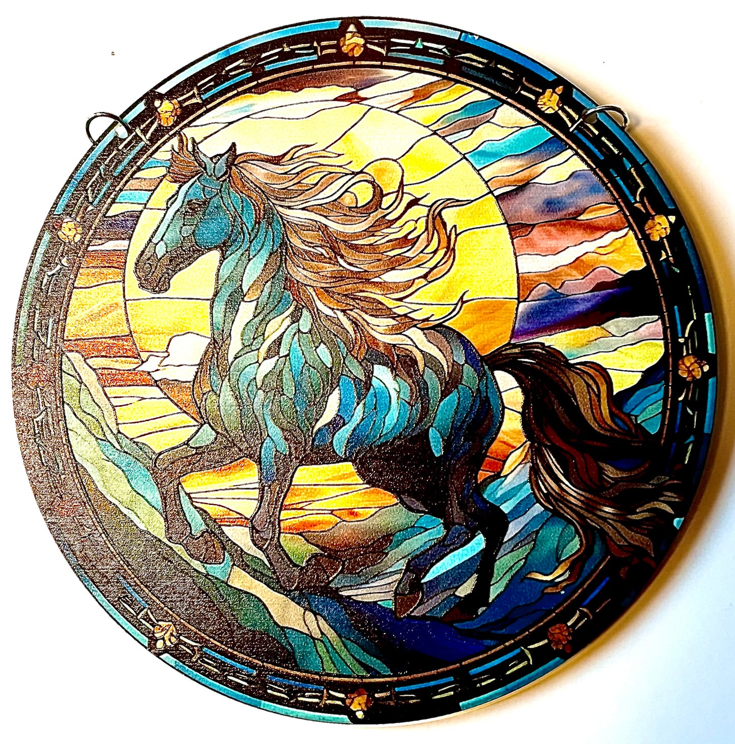 Horse - 6" Suncatcher cream/ white in sunrise