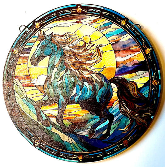 Horse - 6" Suncatcher cream/ white in sunrise