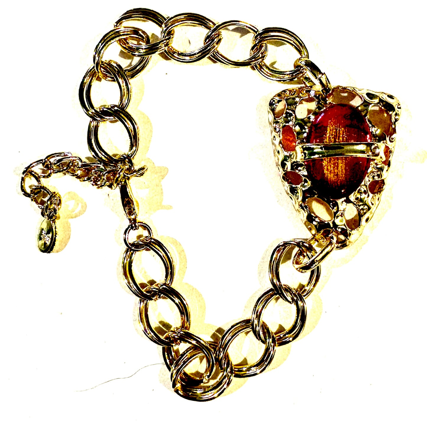 Bracelet - gold coloured/ deep orange. Style 48
