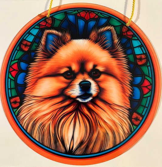 Dog Suncatcher - Pomeranian ( golden)