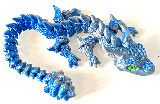 3D printed Dragon - light blue chunky bull dragon