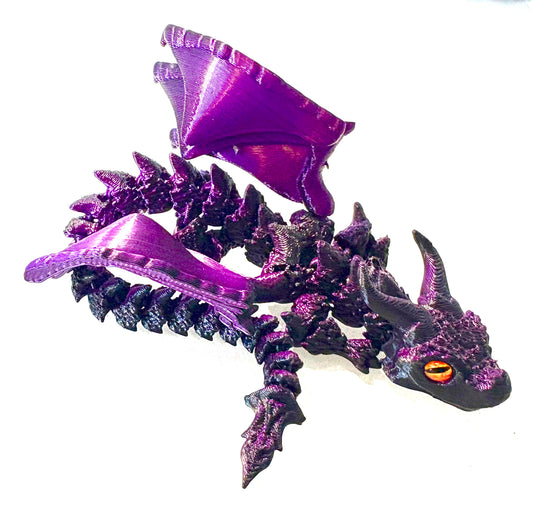 3D printed Flying Bull Dragon - black/ purple