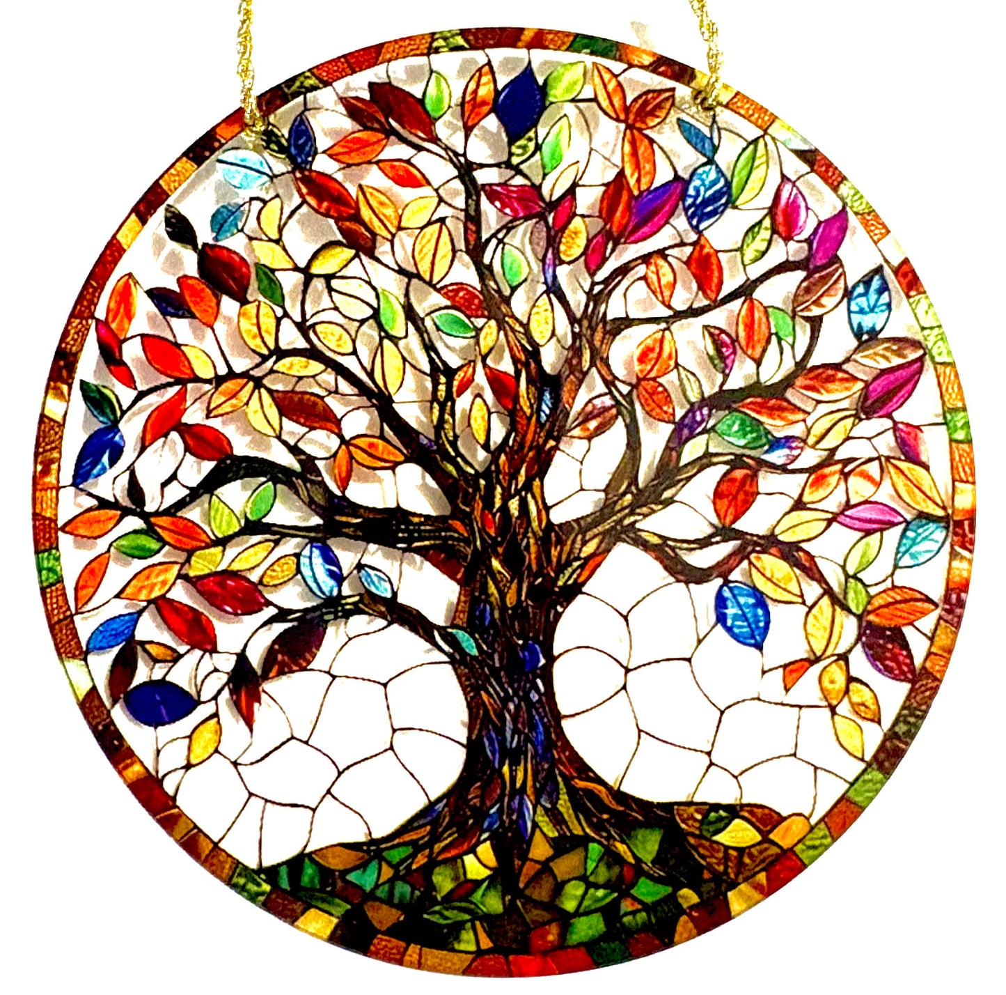 Tree of life Suncatcher - rainbow leaves style 12