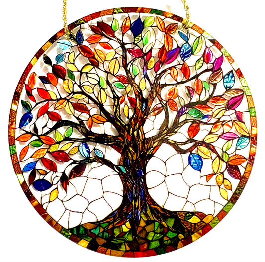 Tree of life Suncatcher - rainbow leaves style 12