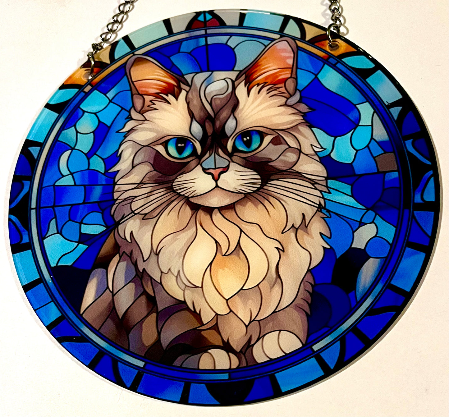 Cat suncatcher - grey/ white ragdoll