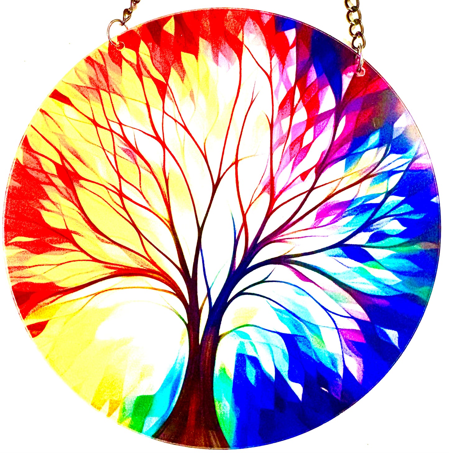 Tree of life Suncatcher - bare tree in rainbow background style 16