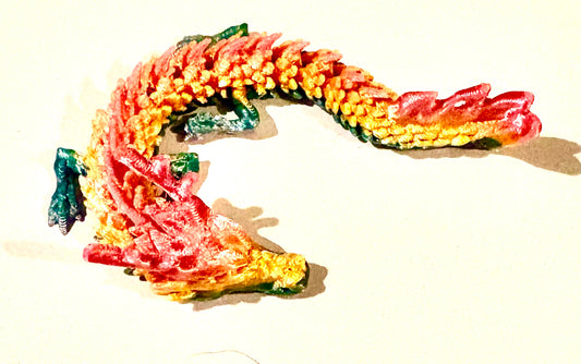 3D printed Small Dragon - pink/ yellow/ green coloured