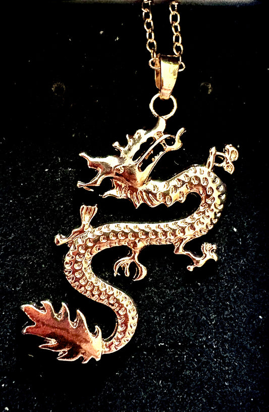 Dragon - necklace light gold coloured.