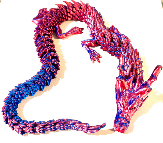 3D printed large Dragon - metallic purple/blue