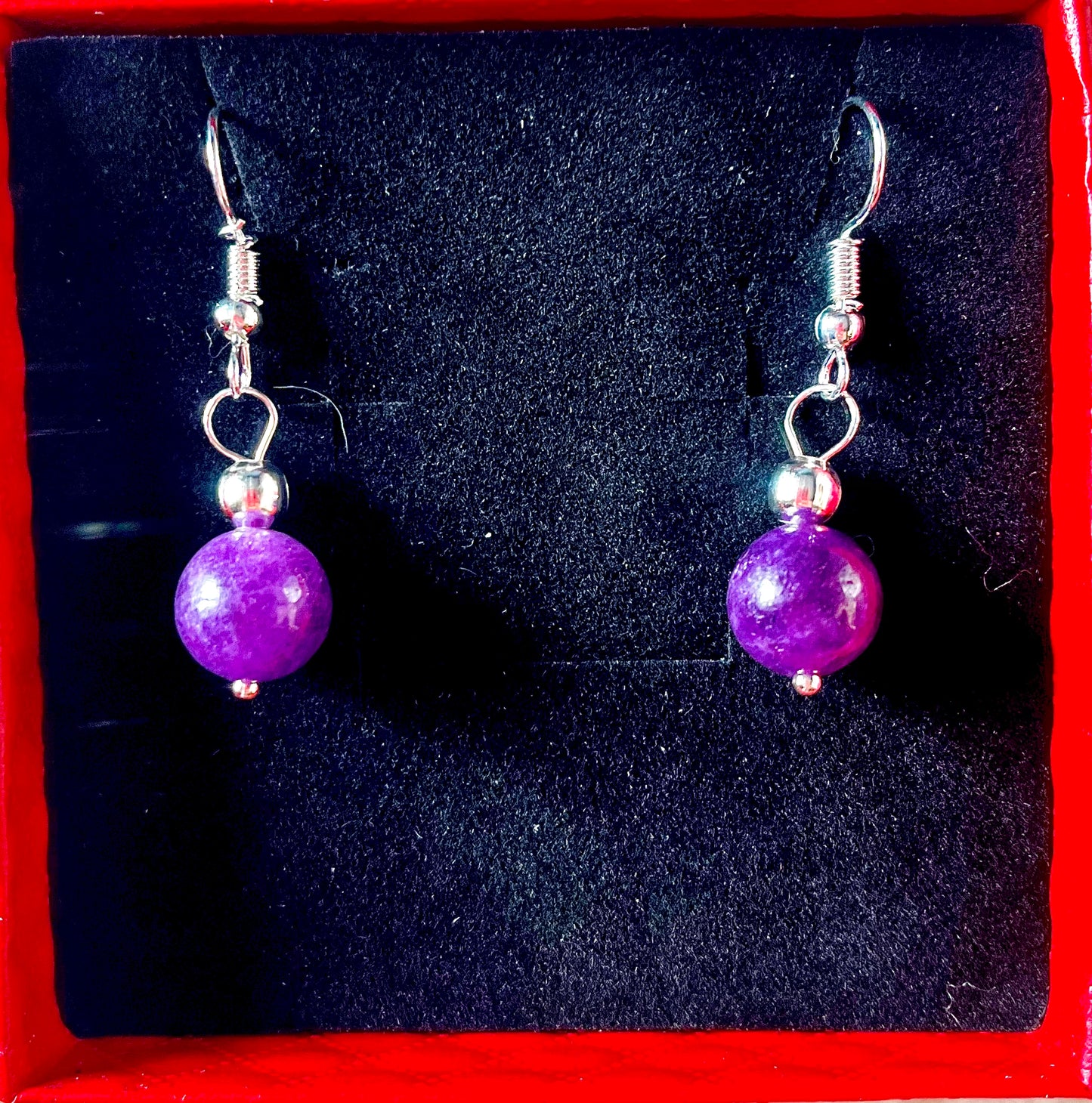 Earrings- purple droplet sphere earrings