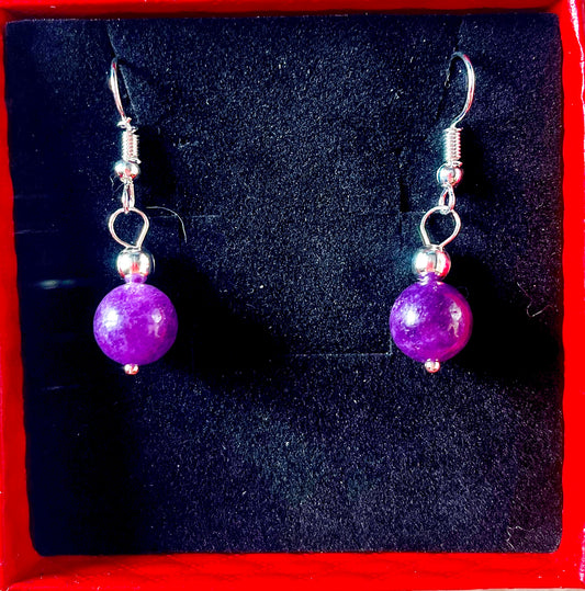 Earrings- purple droplet sphere earrings