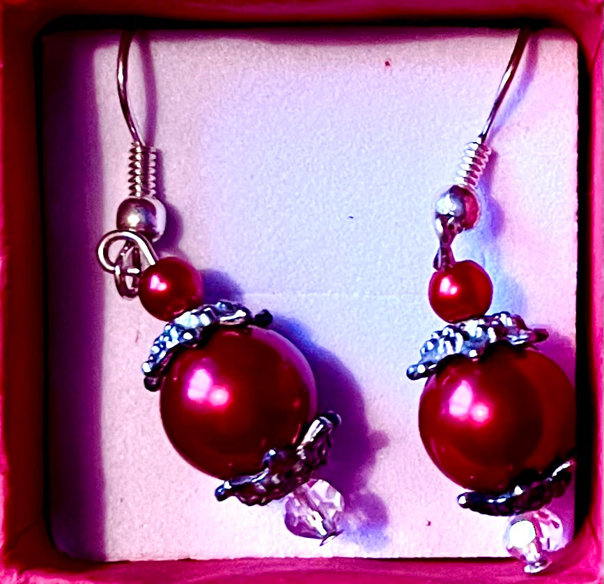 Earrings- preowned imitation red berry/ gems