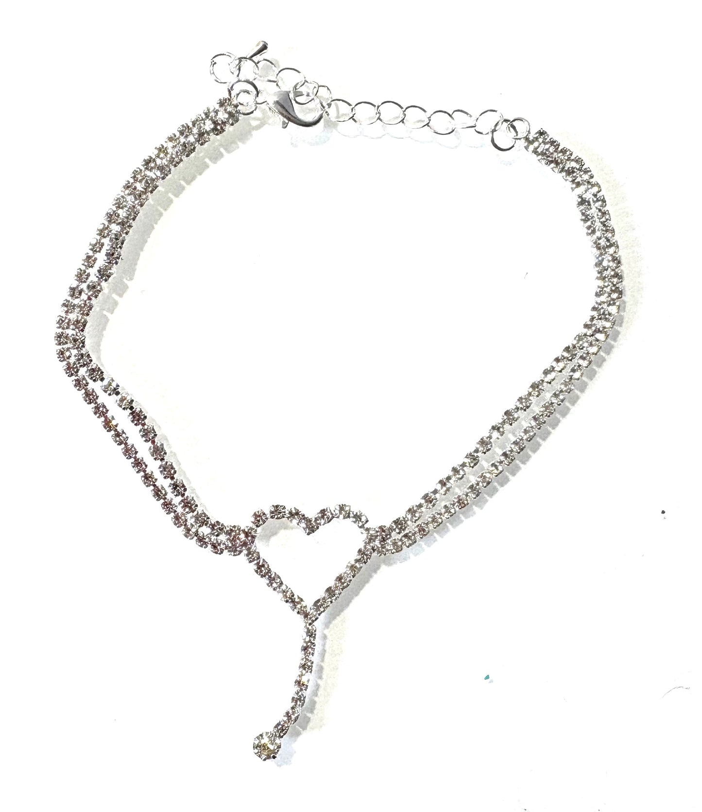 Ankle bracelet - silvery coloured - heart