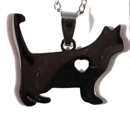 Necklace - Cat & heart silhouette