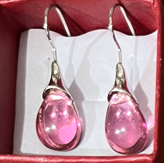 Earrings - pink droplet style