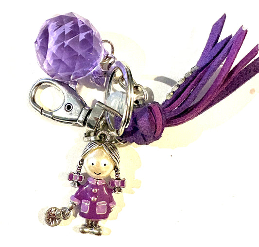 Keyring accessory - purple glass crystal. Style 56