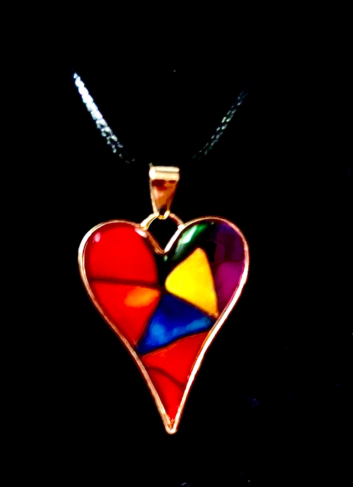 Necklace - multi coloured heart