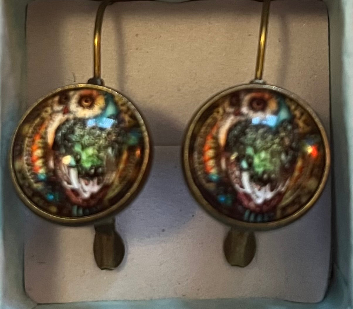 Earrings - vintage style Owl clasp
